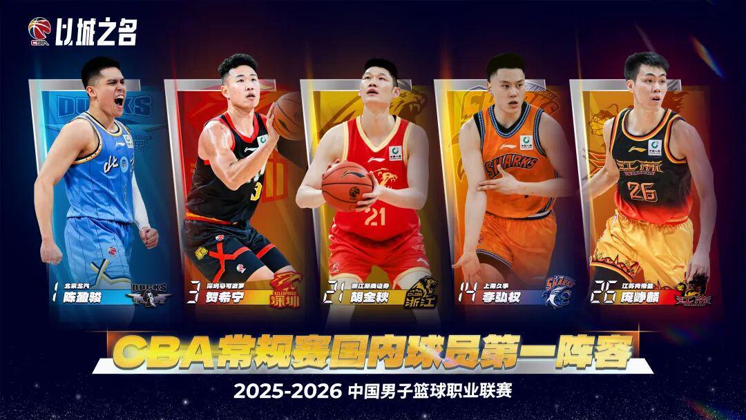 九游游戏平台-25-26赛季CBA常规赛最佳阵容出炉